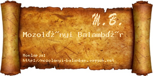 Mozolányi Balambér névjegykártya